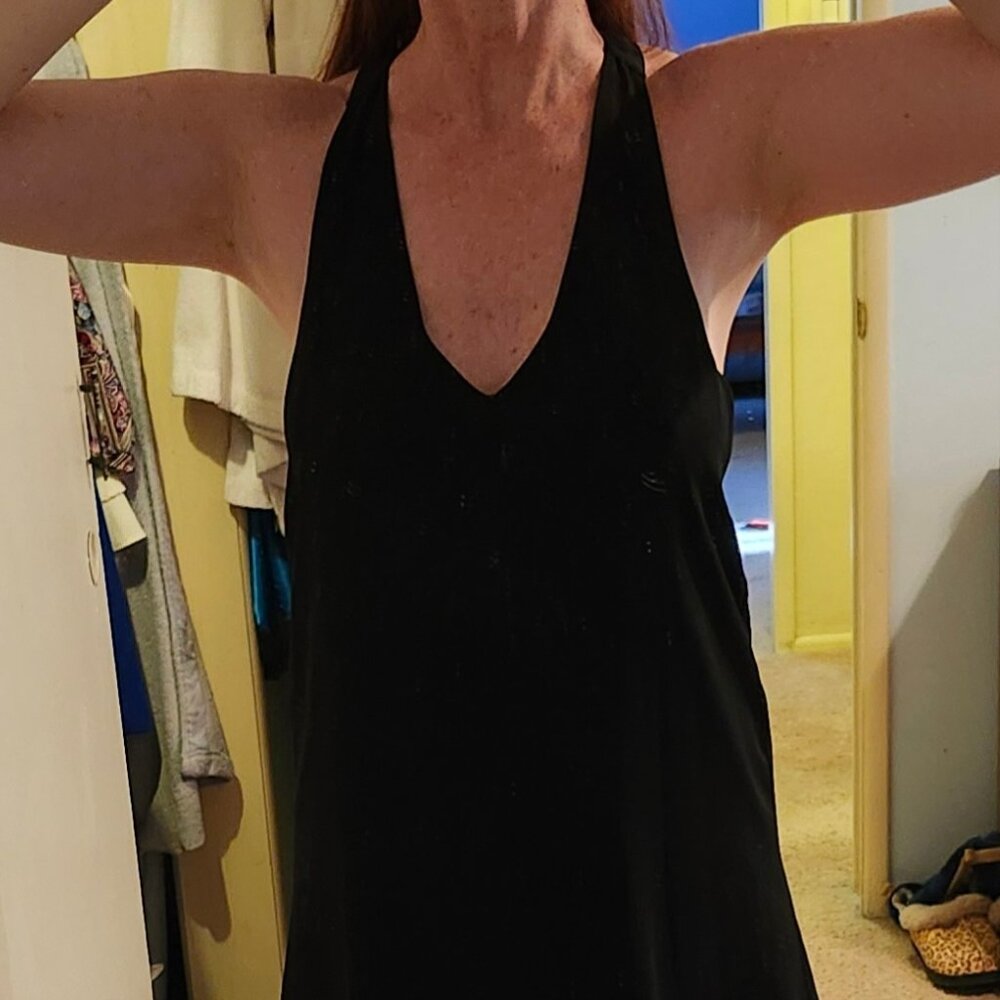 GORGEOUS AND UNIQUE BLACK HALTER MINI COCKTAIL DRESS!